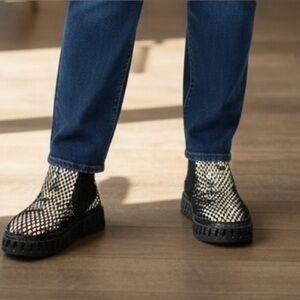 Italina Women's Sparkly Studded Black Ankle Bootie Slip-On Casual Shoes